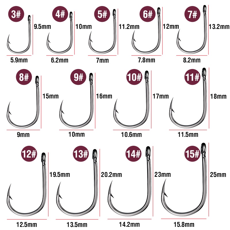 100pcs / Set Kail Umpan Pancing Bahan Carbon Steel Tahan Lama