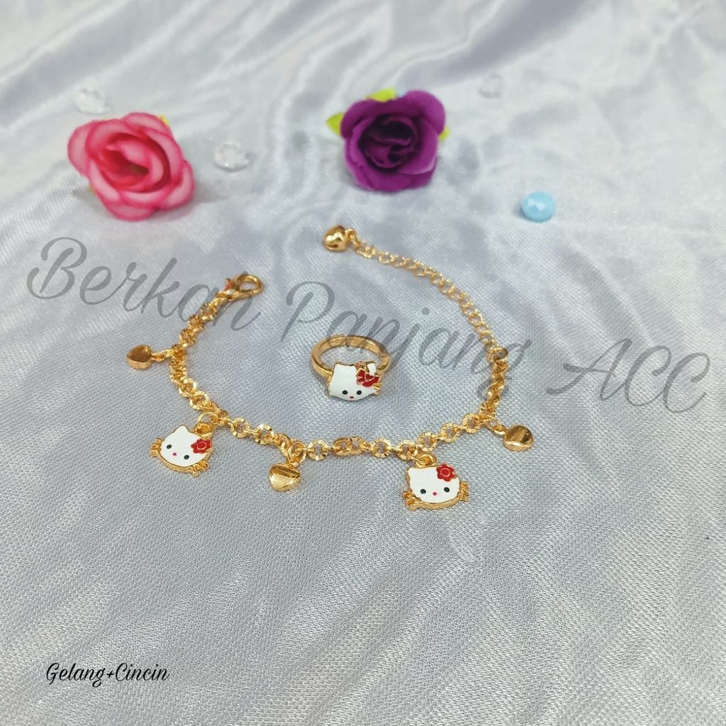 SET ANAK Gelang jurai+Cincin perhiasan super berkelas fashion korea anti karat dan anti luntur