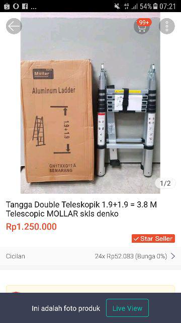 Tangga Double Teleskopik 1.9+1.9 = 3.8 M Telescopic Mollar