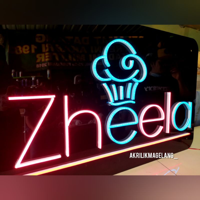 Custom Lampu Neon Flex Light Flexible LED Bahan Akrilik Acrylic Papan Logo NamaTempat Brand Merk Usa