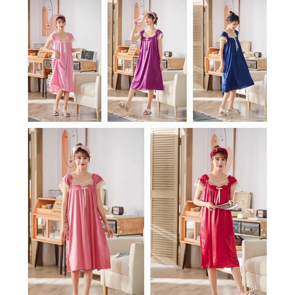 DRESS TIDUR SUTRA IMPORT WANITA