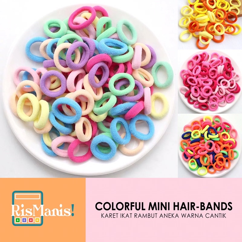 COLORFUL MINI HAIR-BANDS - Karet Handuk Ikat Rambut Donat Lucu Nilon Elastis Aneka Warna Cantik