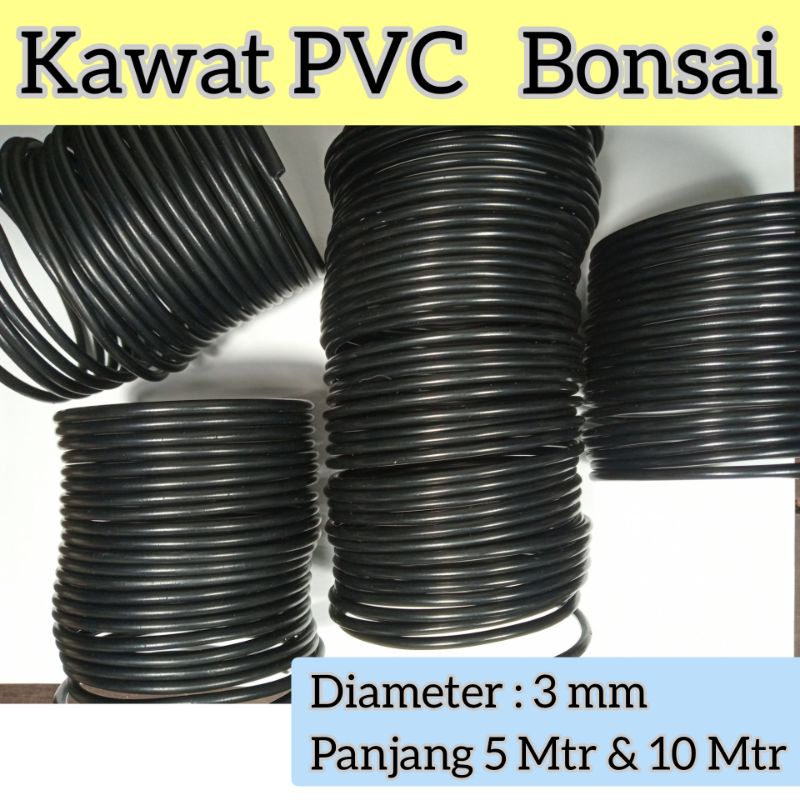 Tali Kawat PVC anti karat 5Mtr/Tebal: 3mm kapal jemuran baju busana hijab batik hem celana gamis kao