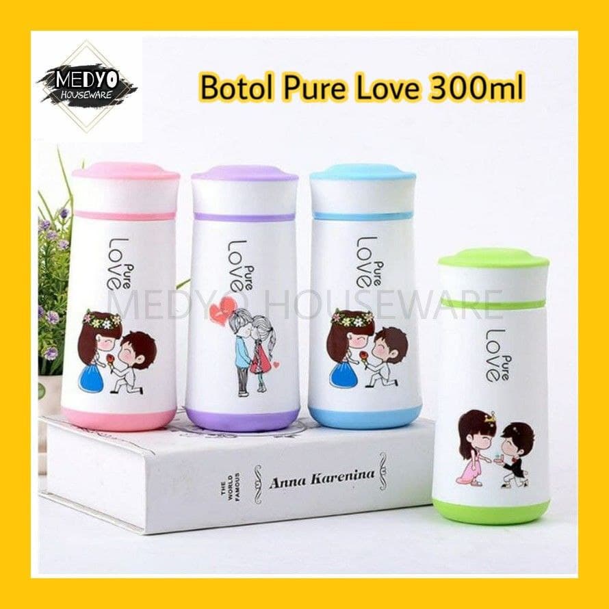 Botol Tumbler PURE LOVE Mini 300ml / Botol Air Minum Kaca
