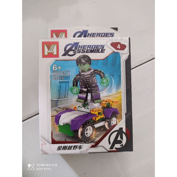 Mainan balok susun Avengers Endgame Hulk Brick