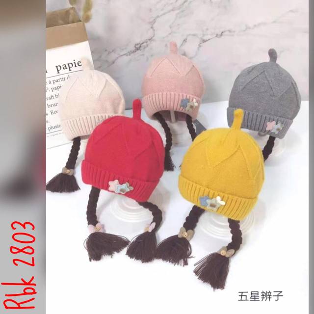 Topi Rajut Bayi Kepang 1-2T Import