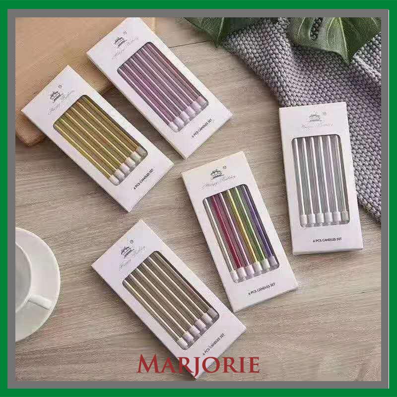 Lilin Pensil Isi 6Pcs - Dekorasi Pesta Ulang Tahun Lilin Panjang Birthday-MJD