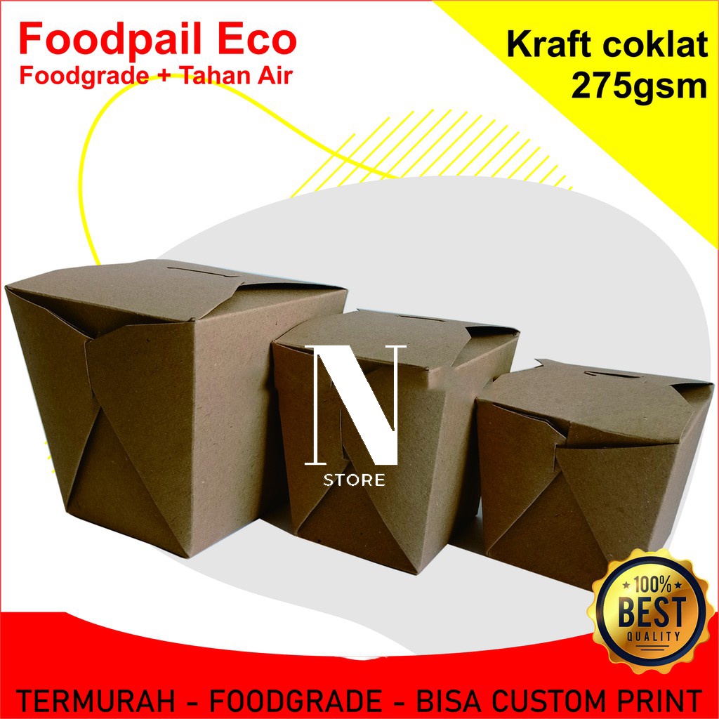 Jual Food Pail Eco Paper Rice Box Kotak Makan Kertas Kemasan Take