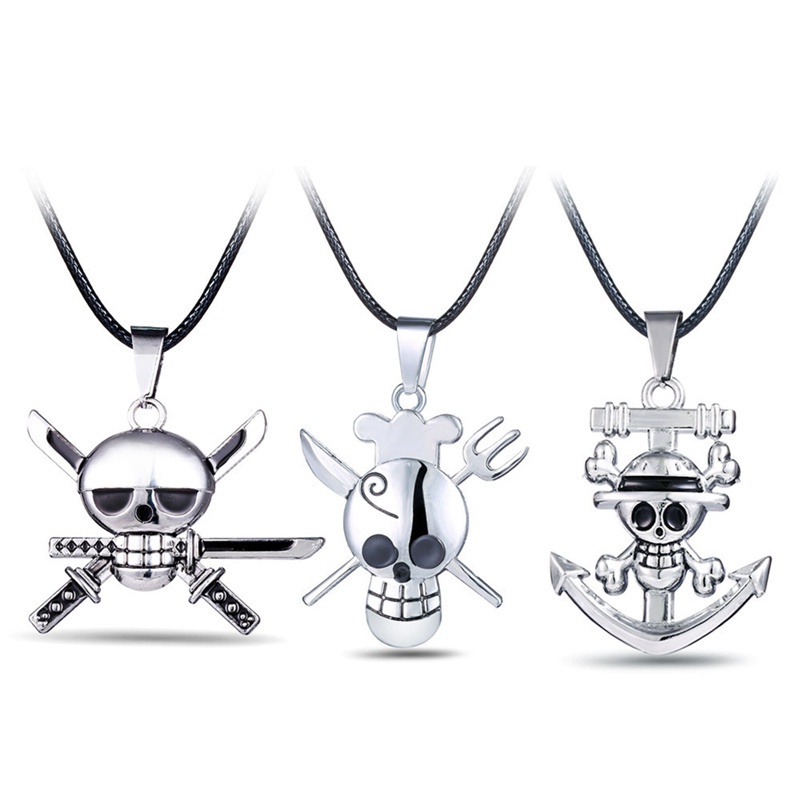 Fancyqube Kalung Rantai Choker Hias Liontin Tengkorak Bajak Laut One Piece Gaya Jepang Untuk Cosplay