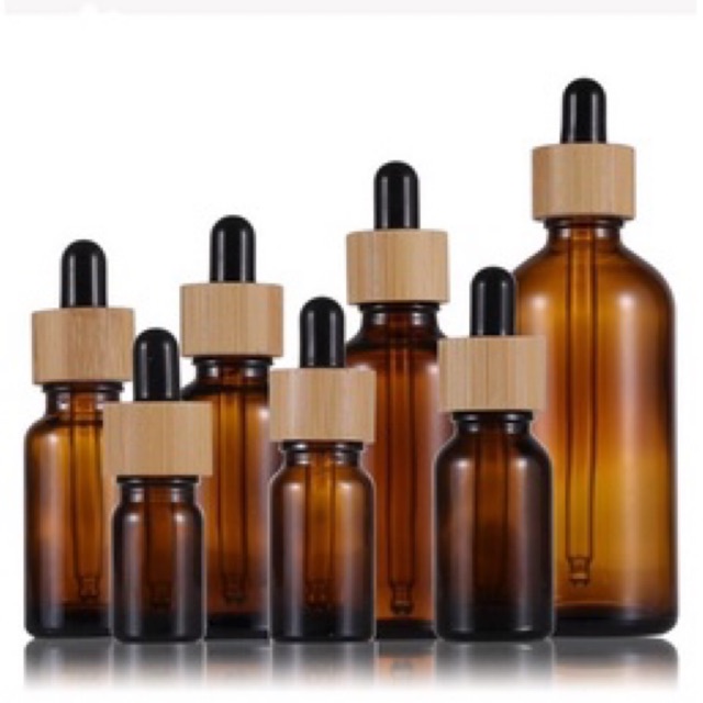 Botol Pipet Kaca Amber Frosted TEBAL Tutup Motif Kayu 5ml 10ml Botol Kaca Serum Essential Oil