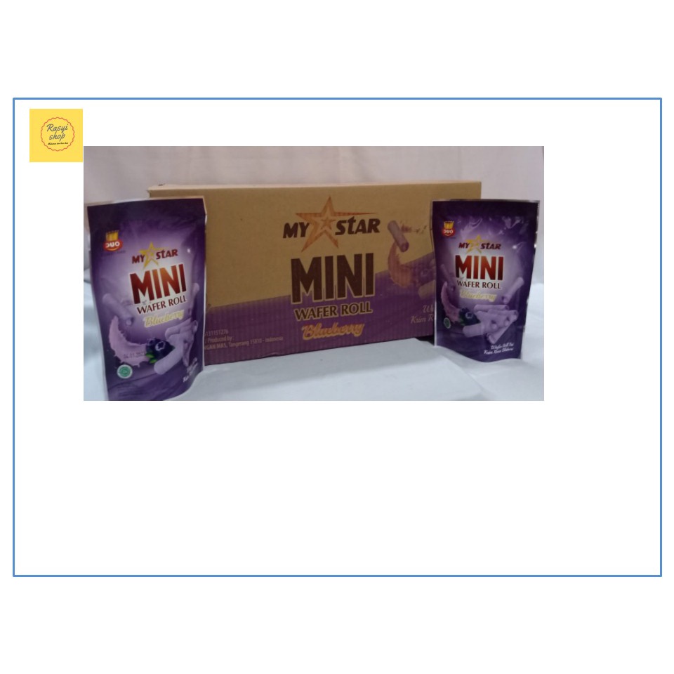 

Kue Astor Mini Roll Muarh Dus Isi 30 Pcs x 40 Gram rasa Krim Bluberry