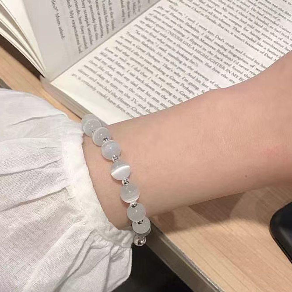 Mxbeauty Wanita Opal Gelang Beruntung Adjustable Perhiasan Aksesoris Gadis Hadiah Warna Solid Temperamen Teman Manik-Manik Bulat