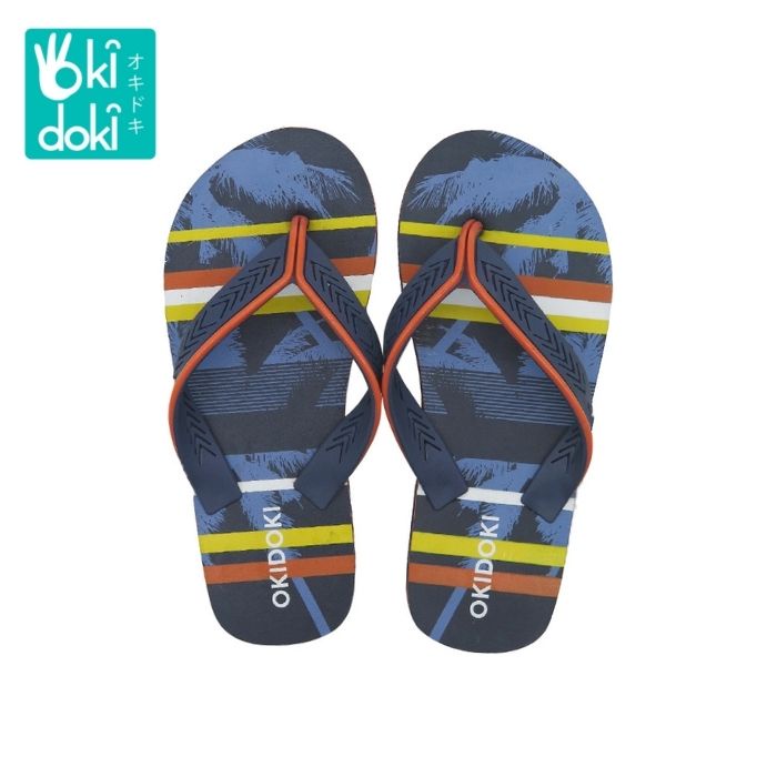 OKIDOKI Boy Slippers Stripe Blue 79215 - Sandal Anak Laki-laki