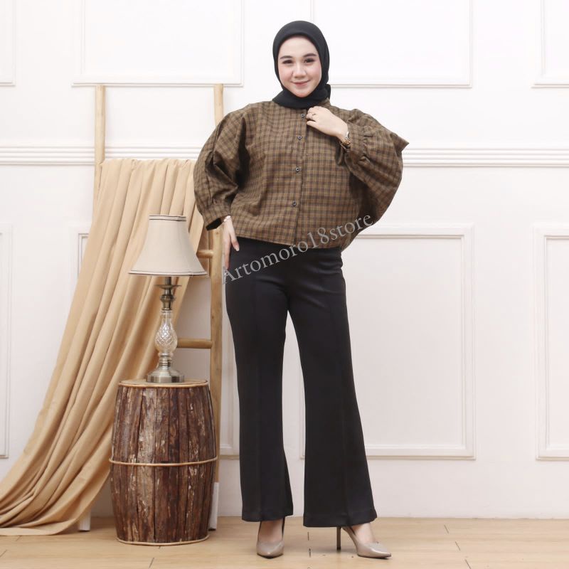 KEMEJA TAMARA BATWING [ MOYGE BATWING FLANEL ] KEMEJA KOTAK KOTAK WANITA