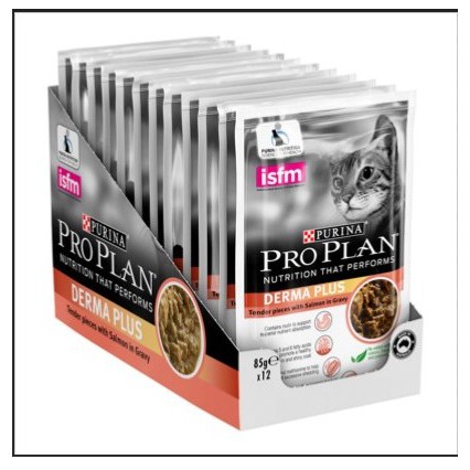 PROPLAN  Cat Adult  DERMA PLUS (SALMON) makanan basah POUCH 85GR