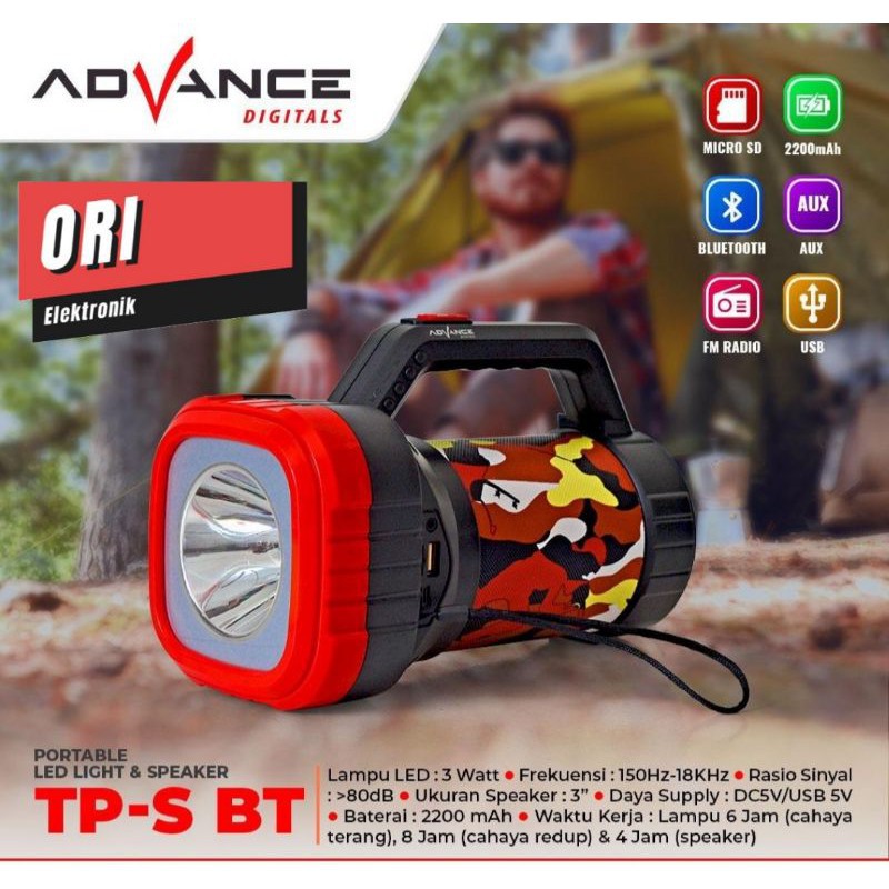 Speaker Advance TP-S BT Speaker Bluetooth + Senter LED Travel USB Flashdisk Memory FM Radio | Speake