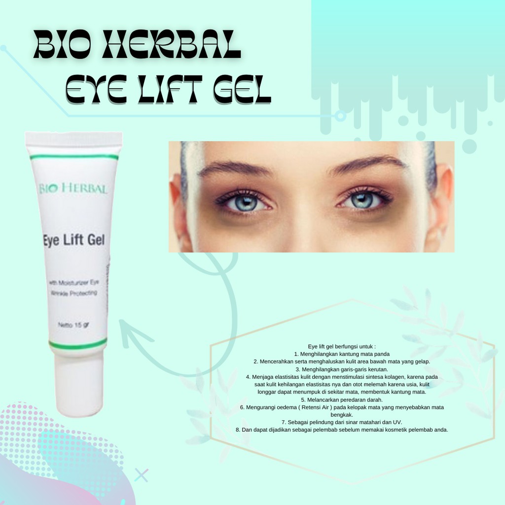 EYE LIFT GEL Bio Herbal Penghilang Kantung Mata masker mata mata panda mata hitam eyelift bio herbal ampuh menghilangkan mata panda hilangkan kerutan mencerahkan area mata