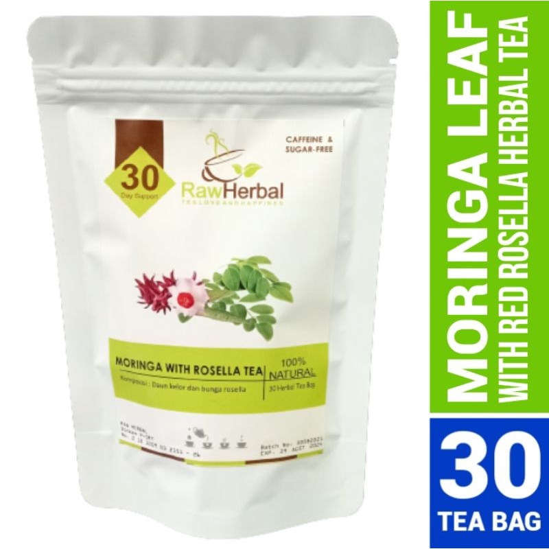 Moringa With Rosella Tea : Teh Daun Kelor &amp; Rosella Merah Isi 30 Tea Bag