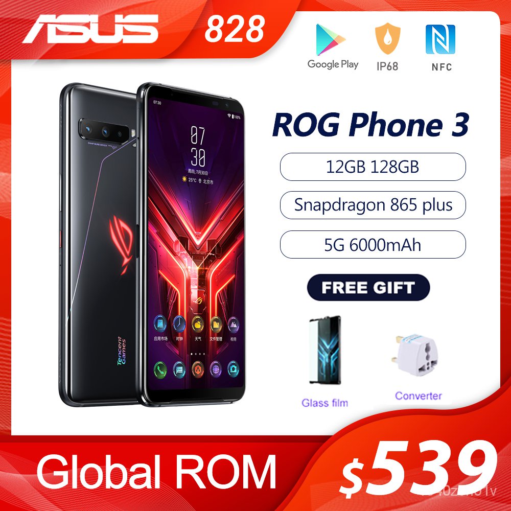 Global ROM ASUS ROG 3 Phone 5G Smartphone Snapdragon 865Plus 128GB 6000mAh NFC Android Q 144Hz FHD+