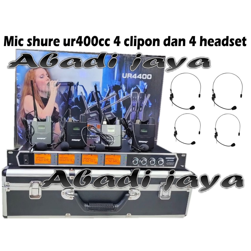 mic wireless shure UR4400JJ 4mic clipon dan bando shure ur 4400JJ