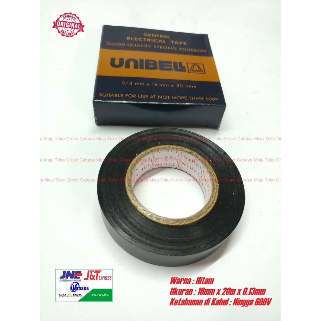 Unibell Selotip Isolasi Kabel Listrik 16mm x 20m X 0.13mm Electrical Tape HITAM (Tahan Api)