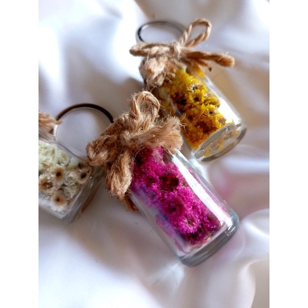 miniatur bunga edel in botol/gantungan kunci