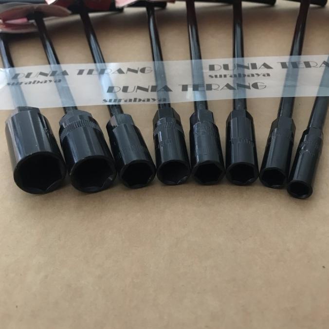 Kunci Sock T ATS Set Lengkap 8pcs Uk Besar-Kecil Hitam CrV - Shock T