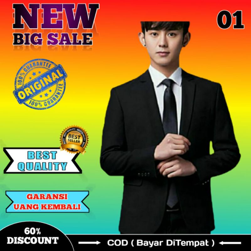 Jas / Blazer Pria Formal Warna Hitam