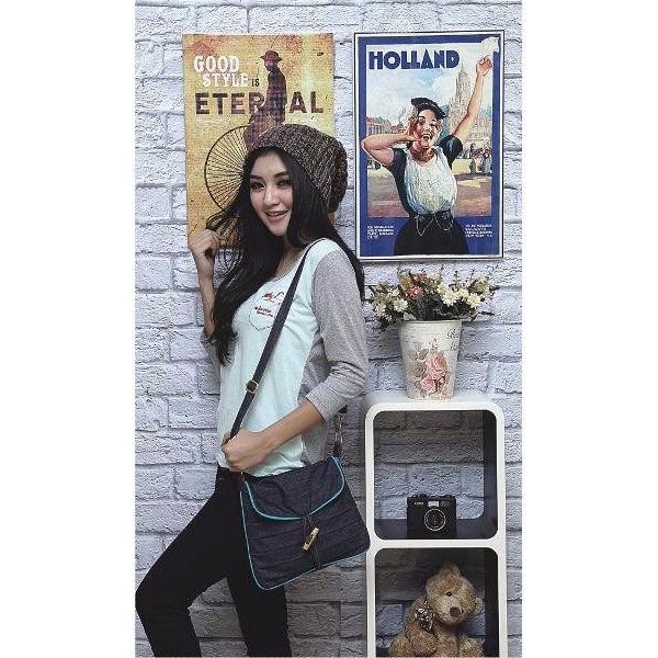 Tas Selempang Cewek/Wanita Modis Fashion Branded - Handbags Denim/Jeans