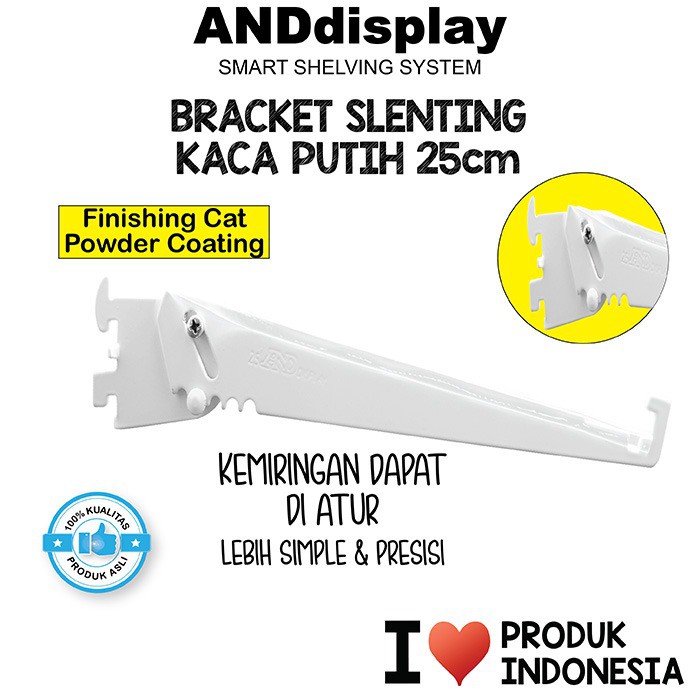 DAUN BRACKET SLENTING KACA 25 CM PUTIH BRAKET SEPATU ADJUSTABLE