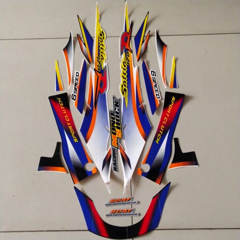 striping suzuki satria 120 r 1999 2tax lumba kotak hitam putih body standar berkualitas termurah