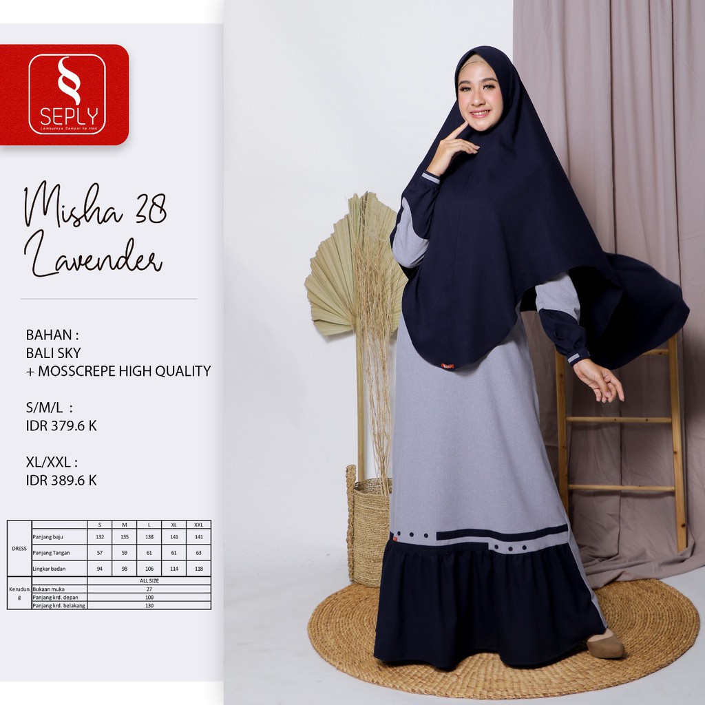 GAMIS SYARI MISHA 38 LAVENDER 1 SET HIJAB  II SEPLY