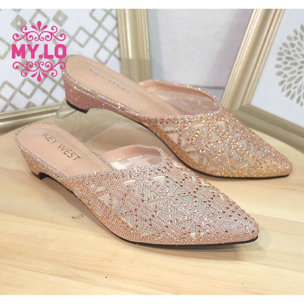 SANDAL HEEL PESTA  WANITA SELOP  KEBAYA  IMPORT MYLO MS10A97 