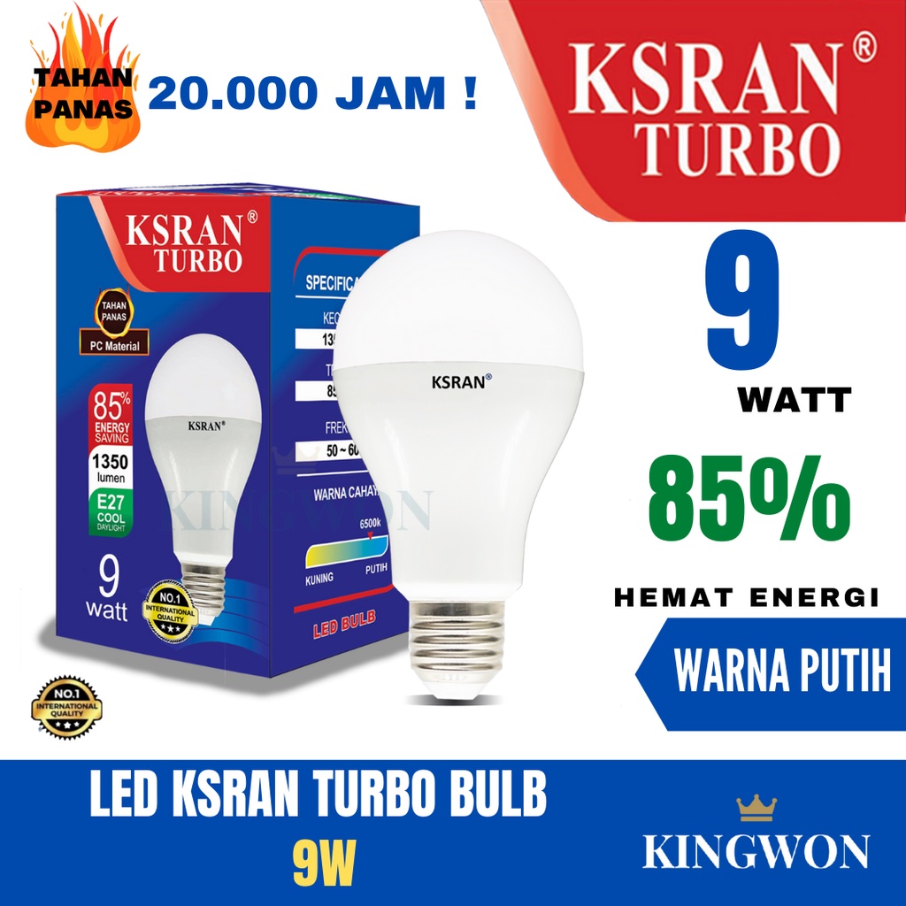 KSRAN Lampu LED 9 watt TURBO - Putih BULB