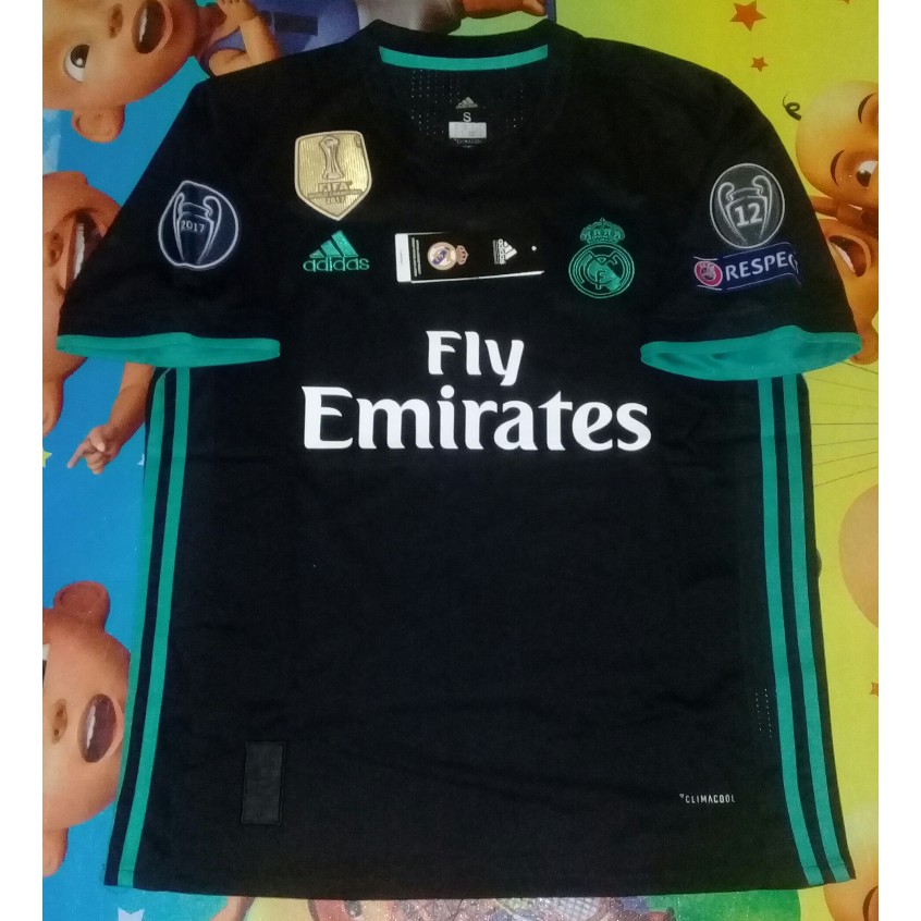 Jersey Real Madrid Away 17/18 Full Patch UCL Retro