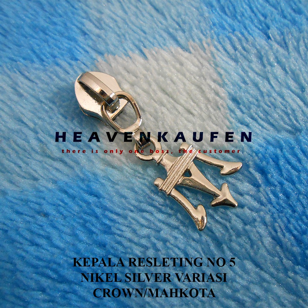 Kepala Resleting Mahkota (Crown) Nikel Silver No 5 Keren