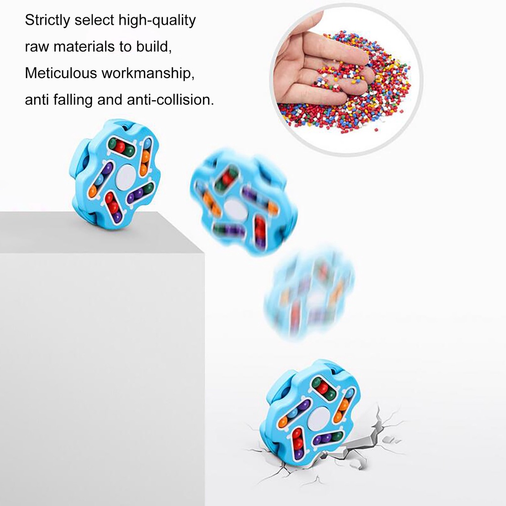 Rotating Magic Bean Toy Double-Sided Playable Circular Small Beads Decompression Ball Fidget Spinner Toys For Children