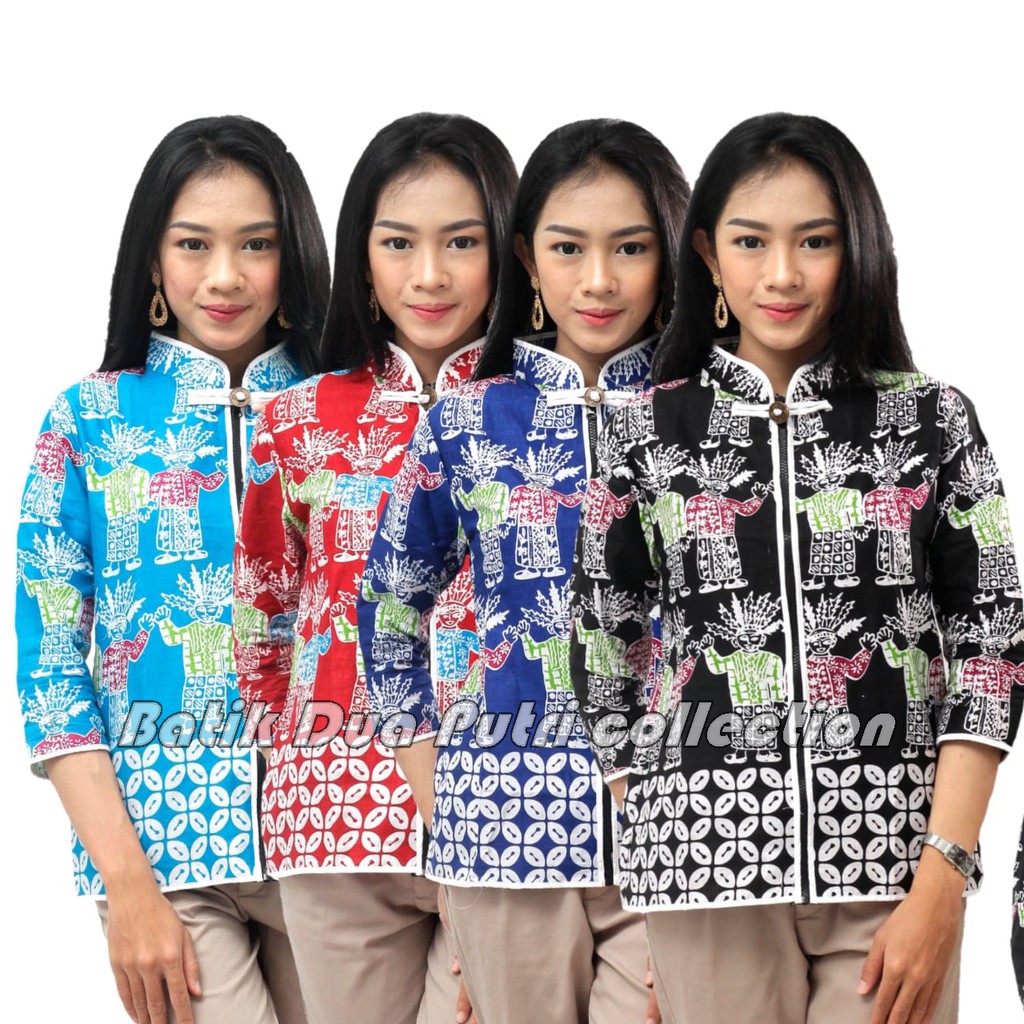 Batik Wanita Atasan Batik Blouse  Motif Ondel Ondel Jakarta READY S-M-L-XL-XXL-3L-4L-5L