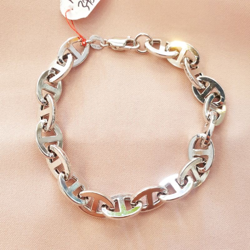 Gelang dewasa emas putih model rantai emas asli kadar 375 8K