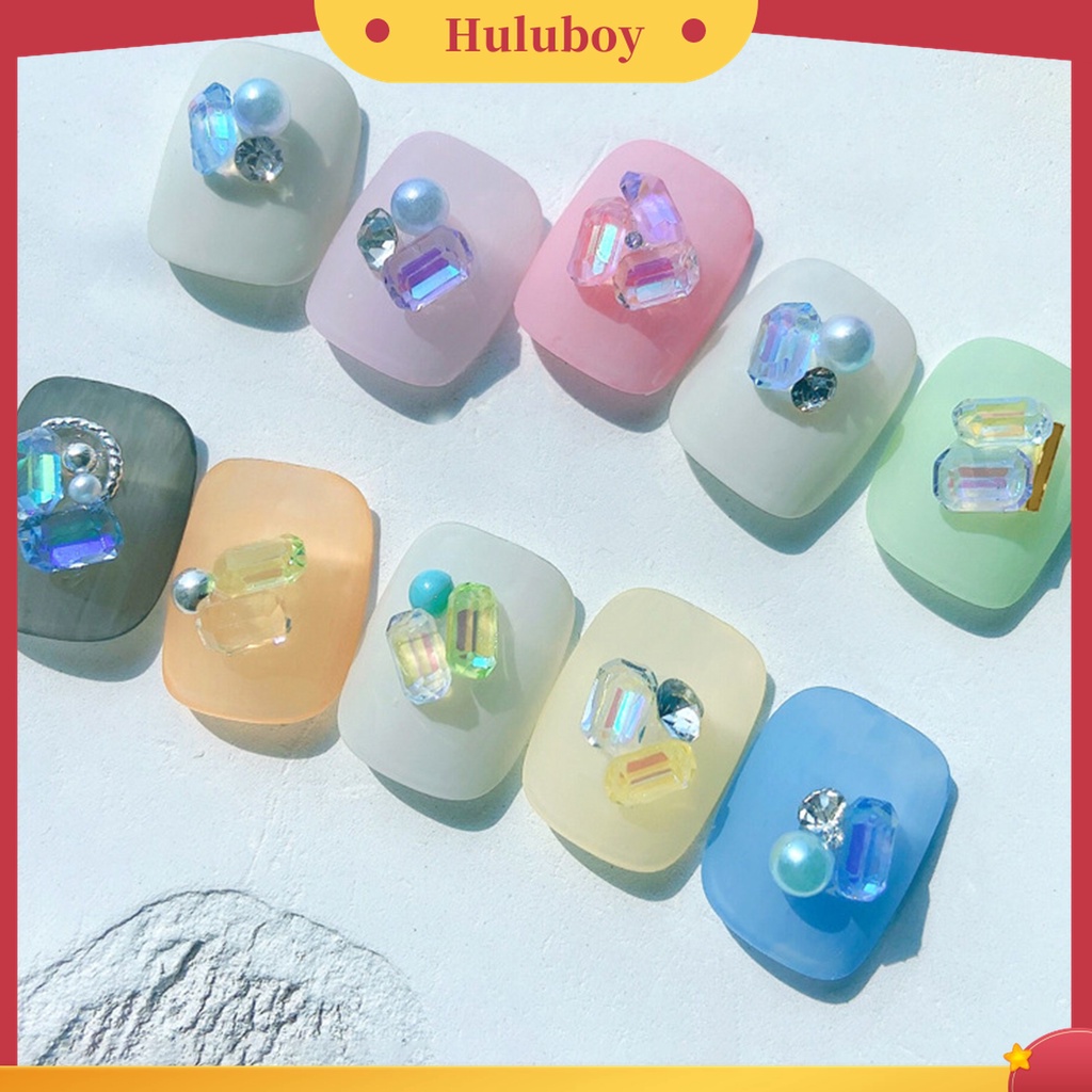 Huluboy Huluboy♡ 100pcs / Set Ornamen Berlian Imitasi 3D Model Belakang Datar Untuk Manicure