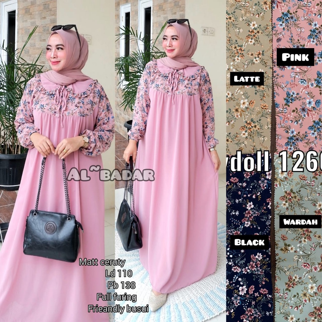 [ BISA COD ] GAMIS CERUTY BABYDOLL MOTIF KOMBINASI POLOS MIX KERAH KOREA PAKE TALI,DRESS CERUTY BABYDOLL KOMBINASI MIX KERAH KOREA MODEL TERBARU BY AL BADAR