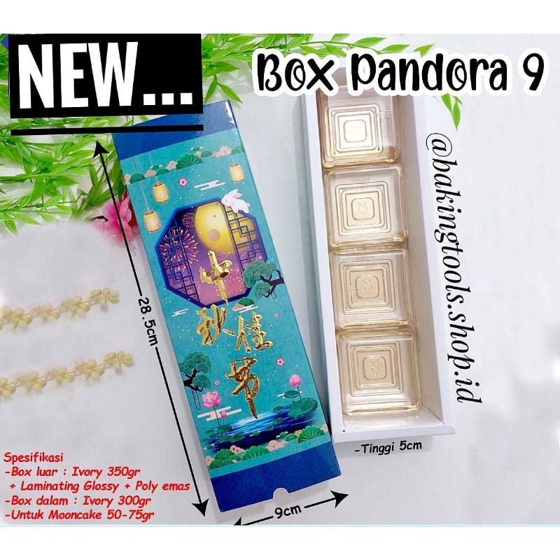 Box Mooncake Pandora 9/ Box mooncake 50-75gr/Kemasan Mooncake/Dus kue bulan/Kotak mooncake