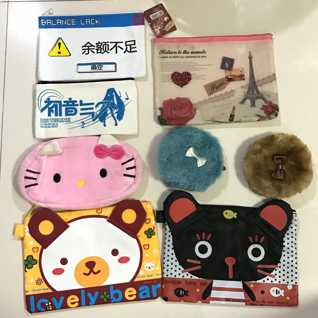 

Tepak pensil eiffel pouch hello kitty pouch bulu tas klip