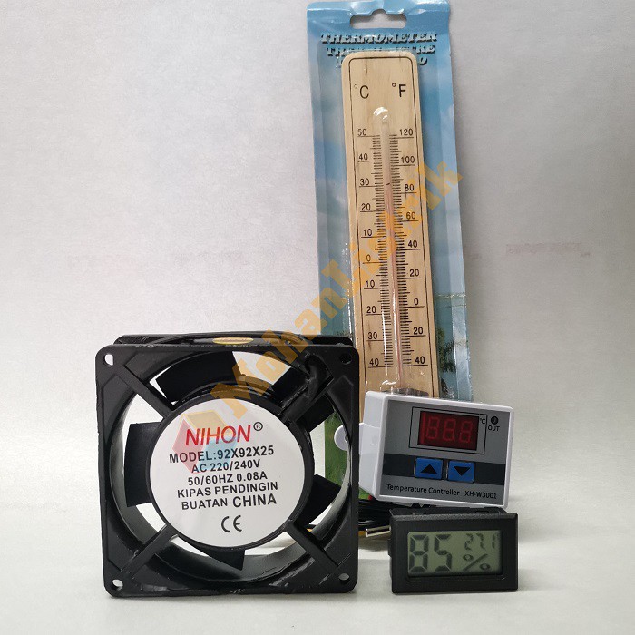 Paket Penetas Telur Thermostat Kelembapan Thermometer Kipas Hembus