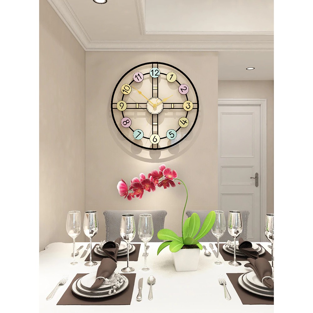 Silent Creative Wall Clock Vintage Antique Large Wall Clock Embossment Color Printing