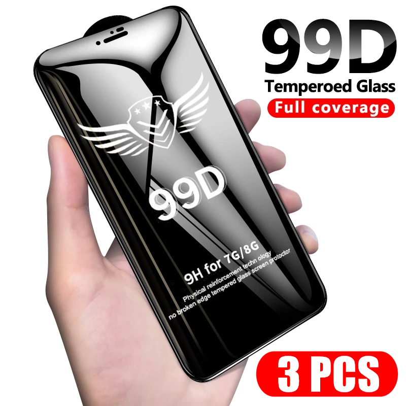 3pcs Pelindung Layar Tempered Glass 99d Untuk Iphone 12 Pro Max / 12 Mini 11 Pro Max 6 6s 7 8 Plus X Xr Xs Max Xr 11