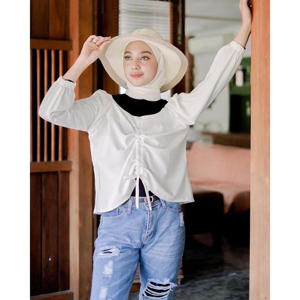 1KG MUAT 6PCS | GHEA BLOUSE POLOS SERUT TALI HITS SELEBGRAM FASHION WANITA MUSLIMAH