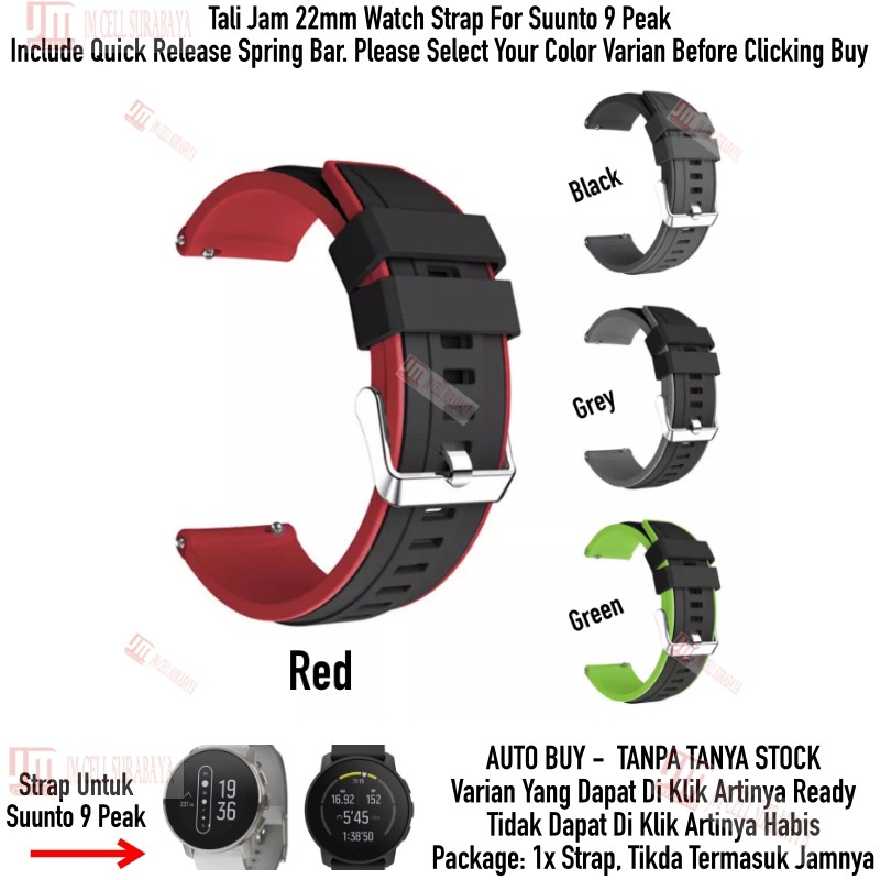 SSR Tali Jam 22mm Watch Strap Suunto 9 Peak / Pro 43mm - Rubber Silikon Sporty