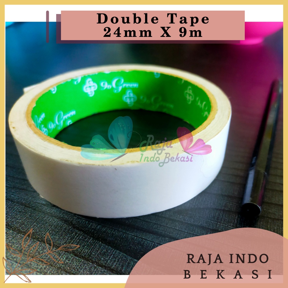 Double Tape Bening 24 mm x 9 meter Perekat 2 Sisi