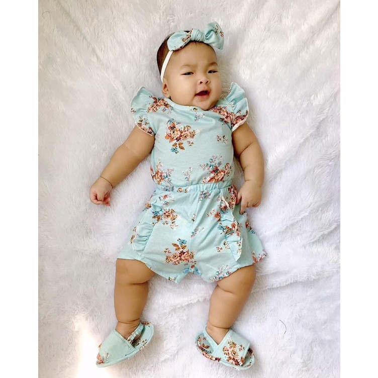 3-15 BLN JUMPSUIT BAYI JESSICA FREE HEADBAND dan SANDAL by LITTLE KODA (SNI)